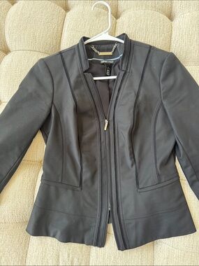 White House Black Market Black Zip-Front Tailored Blazer